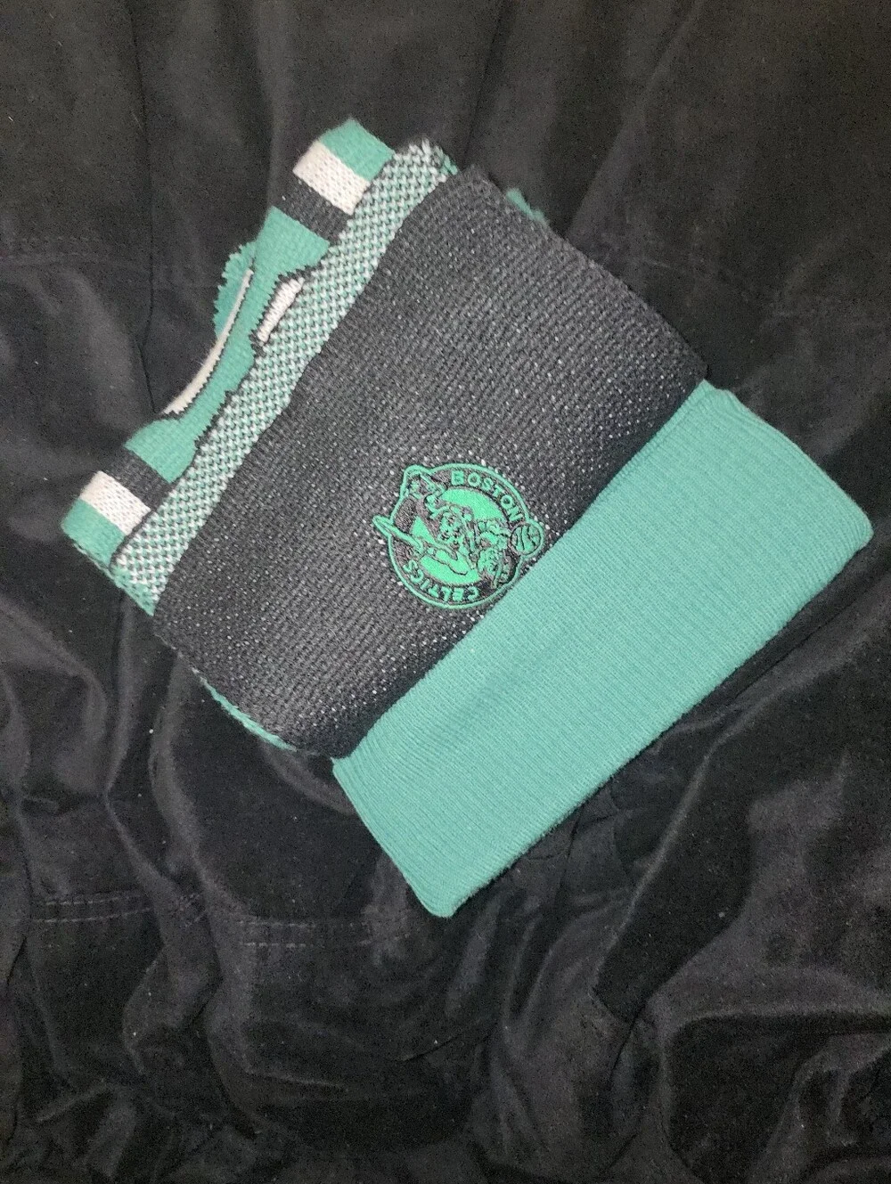 Boston Celtics Kids Pom Beanie Scarf Set - Green NWT Skully Set